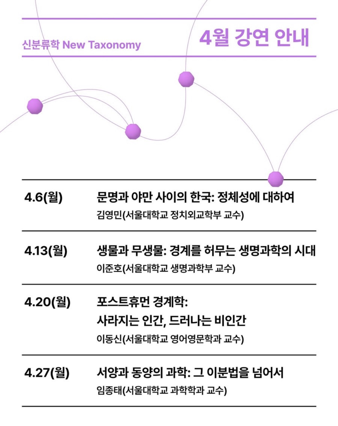신분류학 New Taxonomy — 4월 강연